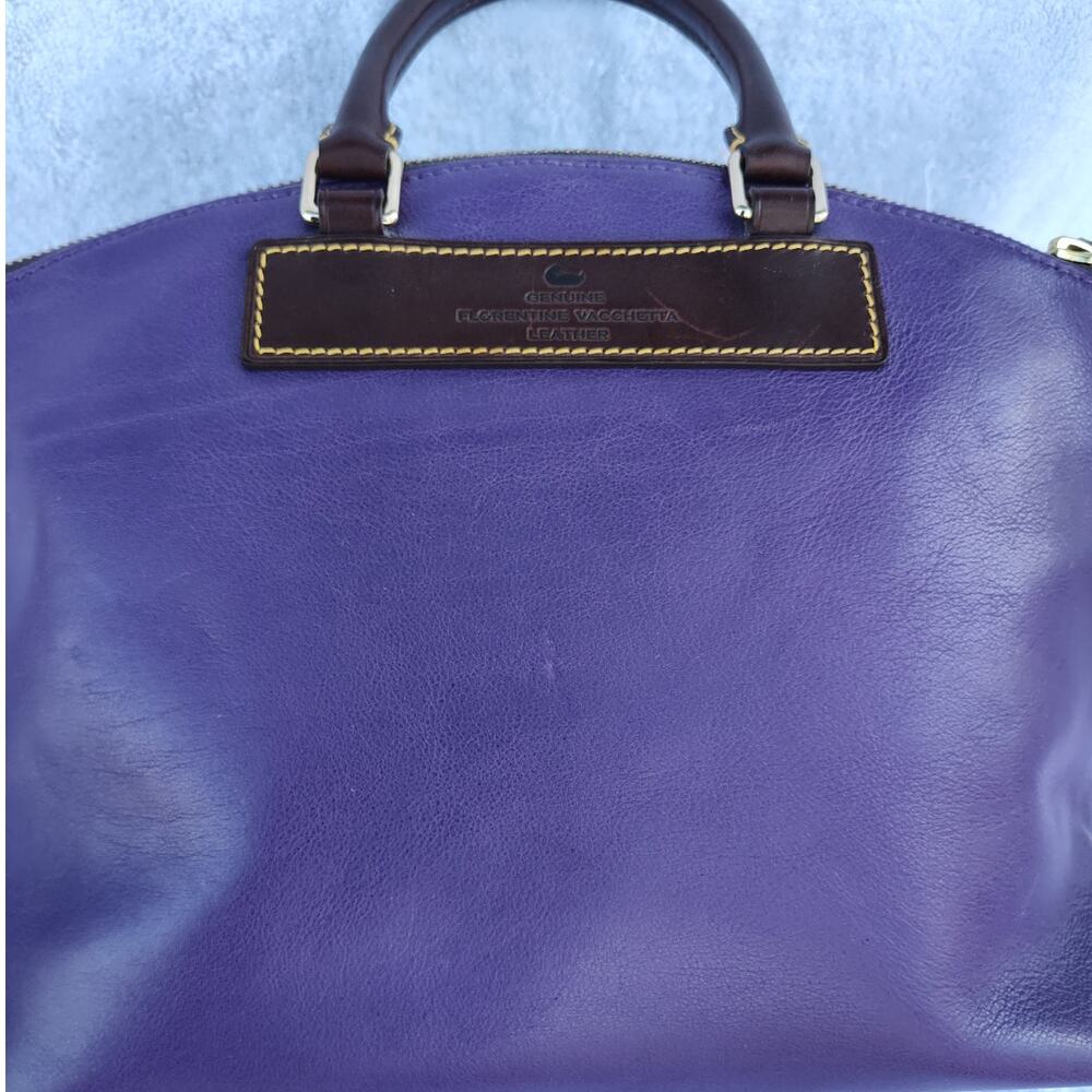 Dooney & Bourke Leather Purse Shoulder Bag, Handbag Purple w/ Dark Trim - Picture 14 of 17